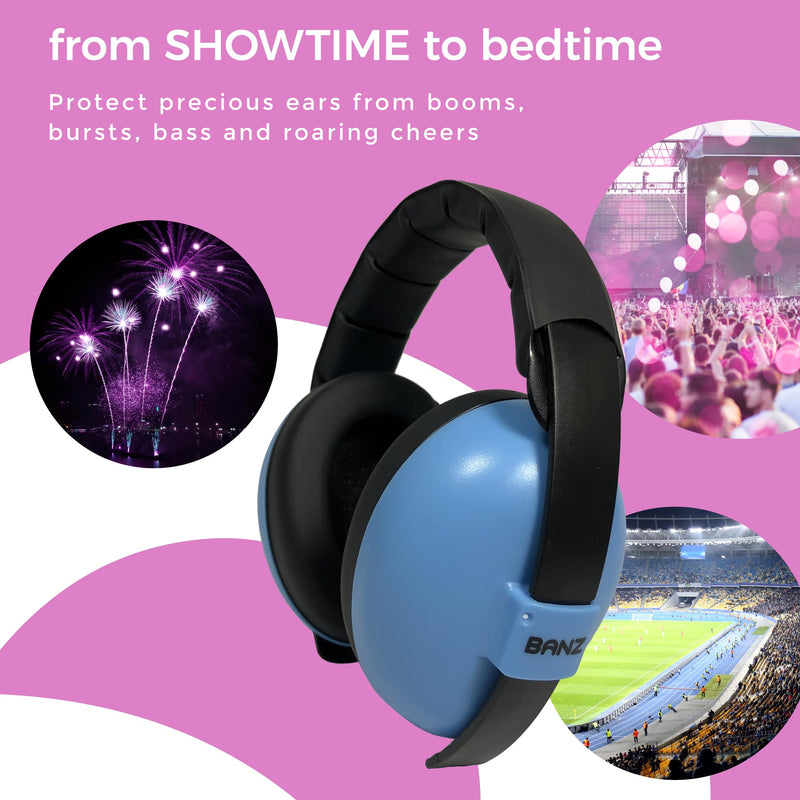 [Australia] - Banz Bubzee Baby Ear Defenders 0-36 Months, Noise Cancelling Headphones for Kids Blue 