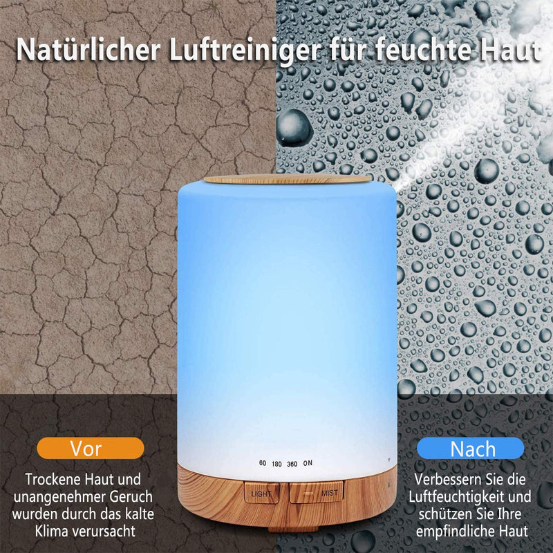 [Australia] - Aroma Diffuser, 300ML Quiet Ultrasonic Humidifier Fragrance Oil Diffuser, Waterless Automatic Shut-Off, with 7 Colors LED, BPA-Free Aromatherapy Fragrances Humidifier for Room, Office, Yoga, Spa, etc. Brown 