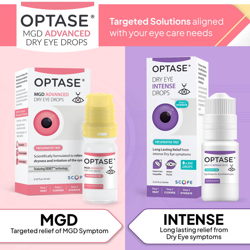 OPTASE MGD Advanced Dry Eye Drops - Preservative Free Eye Drops for Dry Eyes and MGD - Lipid-Based Artificial Tears - Demet Technology, Multidose Bottle, Contact Lens Safe - .33 fl oz, 300 Drops