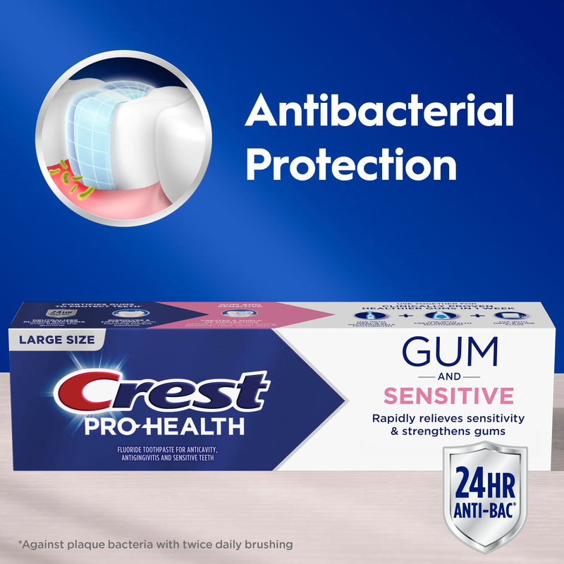 [Australia] - Crest Sensitive and Gum Toothpaste 4.8 oz (3 Pack), Relieves Sensitivity, Strengthens Gums, Anticavity, Clinically Proven, Antibacterial Toothpaste 