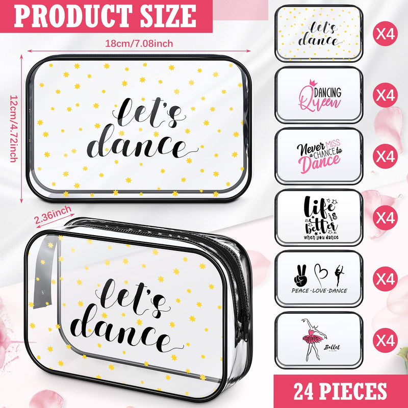 Abbylike 24 Pcs Clear Makeup Bags Cheer Dance Team Gifts Zipper,Dance | Waterproof PVC Toiletry Cases, Bulk Team Gifts, Zipper Closure for Organized Cosmetic Storage, 7 x 4.7 x 2.4 Inches