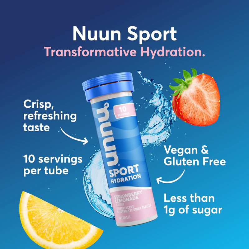 Nuun Sport Electrolyte Tablets, Strawberry Lemonade, GF & Vegan, 8 Pack | 80 Servings with Magnesium, Calcium, Potassium, Chloride & Sodium, Gluten Free & Vegan 80 Count (Pack of 1)
