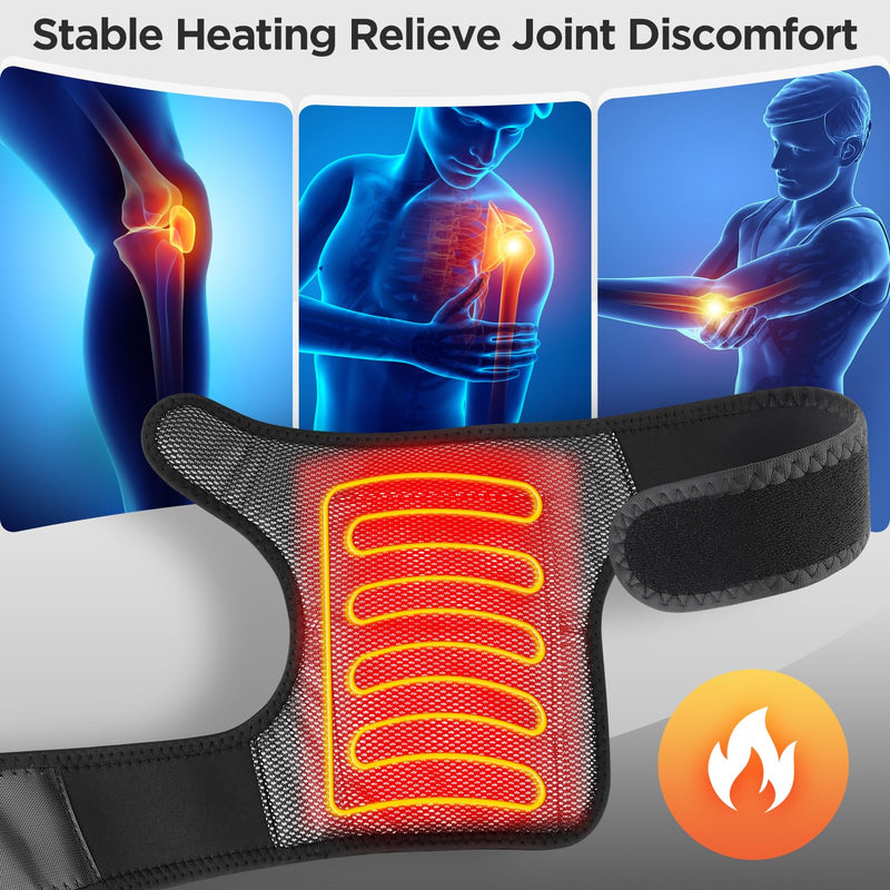 DREAMSOME Cordless Knee Heating Pad – Rechargeable Heat Wrap for Knee, Shoulder & Elbow with 6 Heat Settings & Auto Timer, Portable Battery Operated Heating Pad for Joint Pain Relief Dark Black