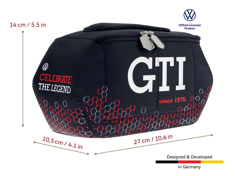 BRISA VW Collection - GTI Toiletry Bag Cosmetic Case | Volkswagen Toiletry Bag Cosmetic Case, Water-Repellent, Hanging Hook, 4 Mesh Pockets Travel Bathroom, Neoprene, Hexagon/Black Large (10.6 x 4 x 5.5 inches)