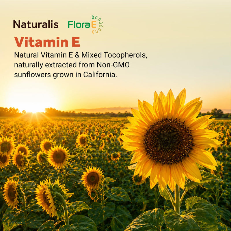 Naturalis Sunflower Vitamin E 268mg (400 IU) 120 Softgels | Sunflower-Sourced Vitamin E with Mixed Tocopherols for Skin Health and Immune Support.* 400 IU 120 Count (Pack of 1)