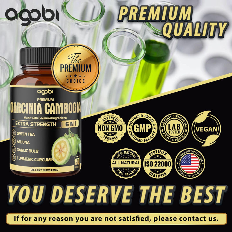 [Australia] - Premium Garcinia Cambogia 20:1 Extract Capsules 8550 mg - with Green Tea, Arjuna, Garlic, Turmeric, Black Pepper - Body Health & Immune Support Supplement - 1 Pack 150 Caps for 5 Months 