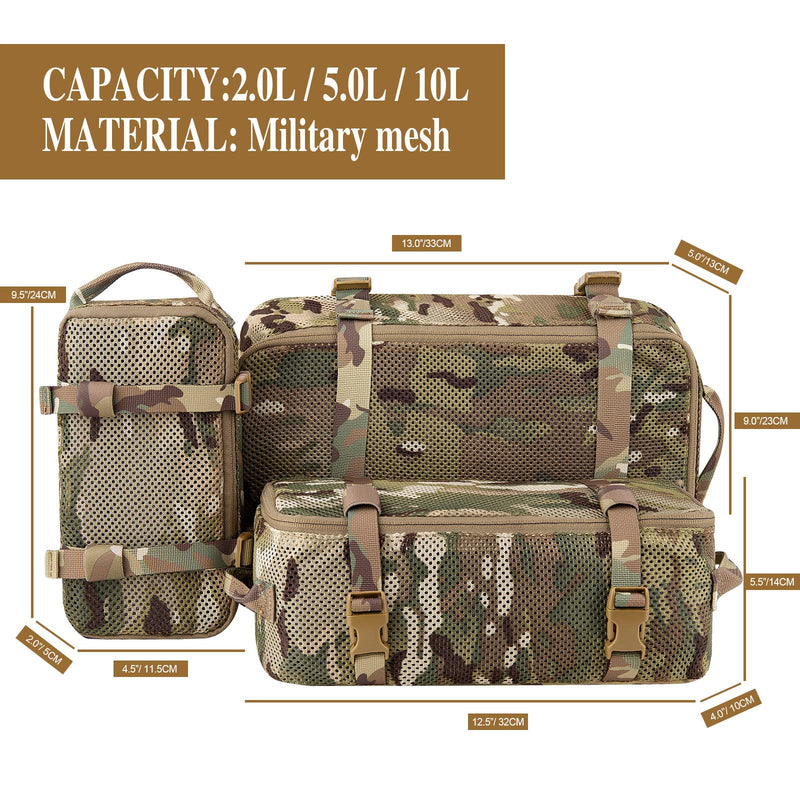 3 PCS Tactical Modular Packing Cubes, Large Capacity Mesh Storage Bag,Outdoor Travel Organize Storage Pouches Bags. camouflage
