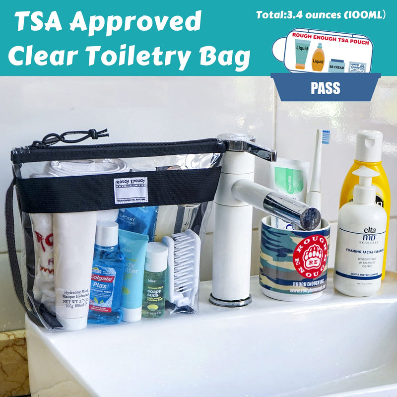 Rough Enough Clear Toiletry Bags for Women Men Bundle Set