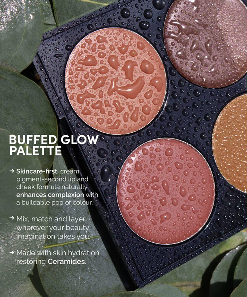 [Australia] - Fitglow Beauty Multi-Use Ceramide Cream Lip & Cheek Palette | Skincare-First Cream Pigment | Hydrating, Buildable Color | Natural Finish for Eyes, Cheeks & Lips | Refillable | Buffed Glow - 20g 