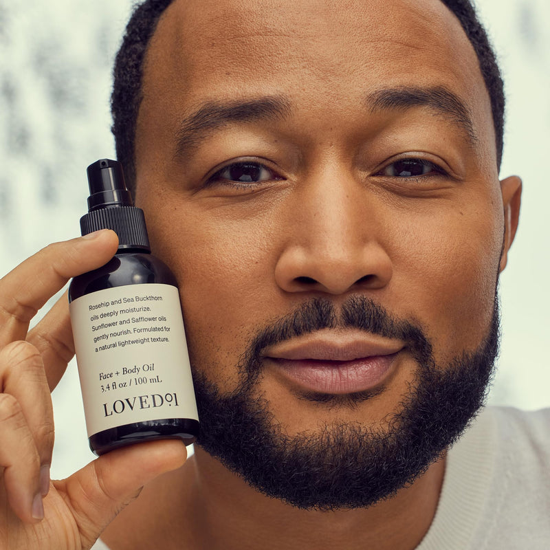 Loved01 Face & Body Oil, John Legend Skincare, Vitamin A & E, Fades Scars, Stretch Marks & Hyperpigmentation, Lightweight Non-Greasy, Daily Hydration, Vegan & Cruelty-Free, 3.4 oz 3.4 Fl Oz (Pack of 1)