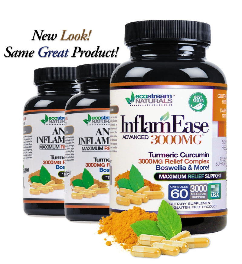 InflamEase, Day or Night Use - Gluten-Free, 60 Vegetarian Capsules (Packaging May Vary) (Pack of 2) 60 Count (Pack of 2)