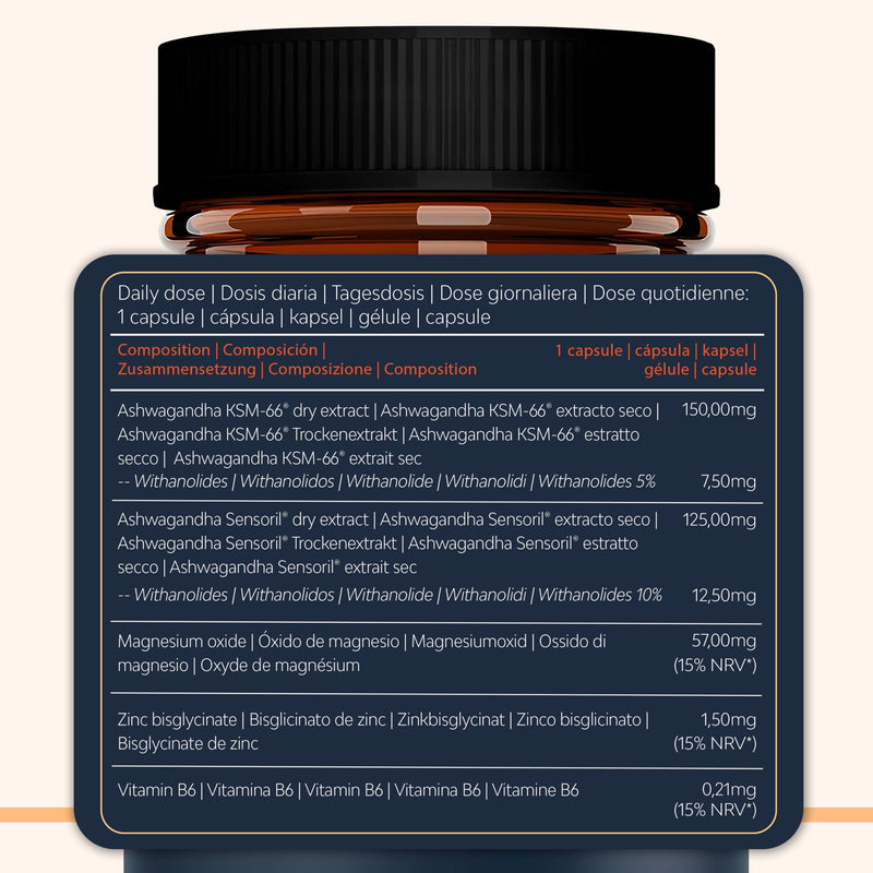 Ashwagandha KSM 66 + Sensoril (15-20% Withanolides) Cortisol Reducing Supplements for Deep Sleep, Energy, Concentration and Stress Relief. 2 Month Supply Ashwagandha High Strength KSM 66 Capsules Ashwa QSTA