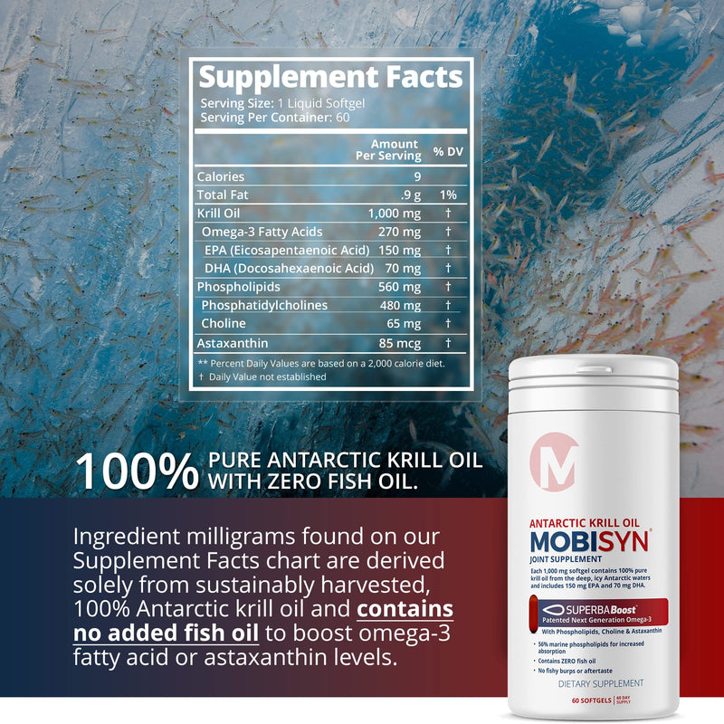 [Australia] - 100% Pure Antarctic Krill Oil 1000mg, 60-Day Supply, EPA/DHA Omega 3, Highest Concentration 56% Phospholipids, Choline, Astaxanthin, Sustainable, Supports Heart, Brain & Joints, No Fish Oil 