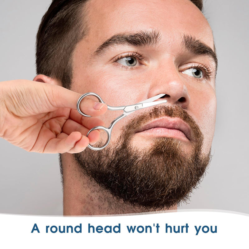 [Australia] - Nose Hair Scissors with Round Tip Beard Scissors Eyebrow Scissors Stainless Steel Rounded Nose Hair Scissors 10 cm Eyebrow Trimmer Silver Ear Hair Scissors for Hair Eyelashes Mustache Nose 