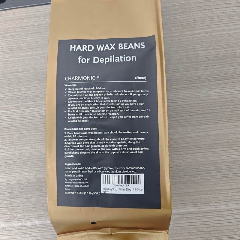 [Australia] - Charmonic Depilatory Wax, 17.5 Oz Hard Body Wax Beans for Women Men, Hair Removal European Beads 500g/1.1 lb (rose) rose 