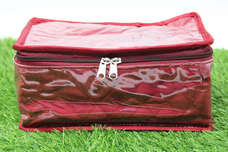 atorakushon Combo Satin Makeup Pouches Vanity Jewellery Traveling Organizer Storage Box Cosmetic carry it along anywhere easily For Women Maroon