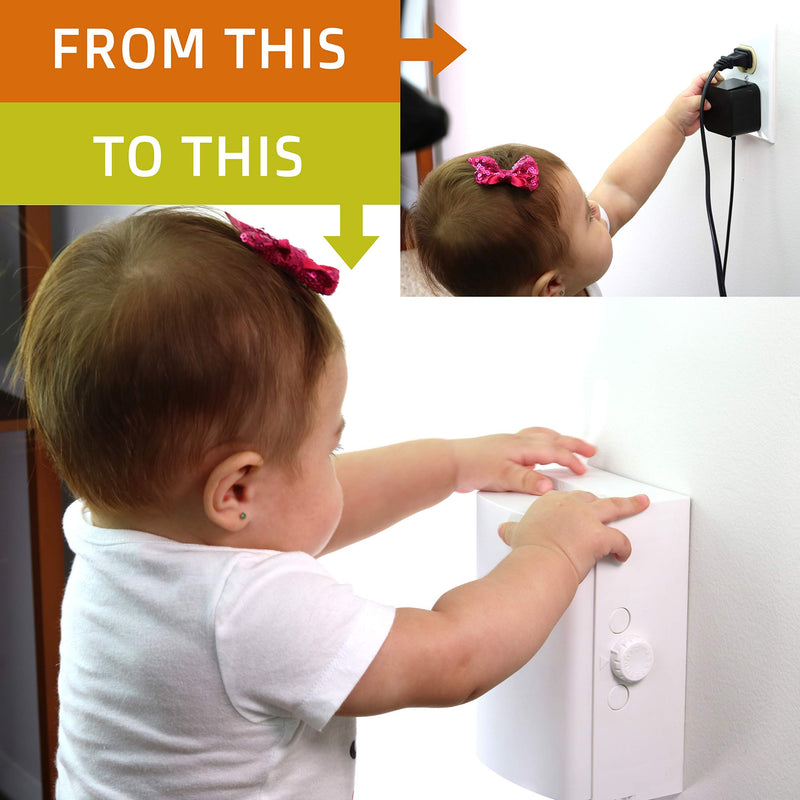 [Australia] - Baby Safety Outlet Cover BOX [Patent Pending] Double Lock for Much Better Toddler Proofing, Easier Operation, Simple 3 Step Install with Included Screws. Provides Extra Space Inside for Plugs,Adapters White 1 Count (Pack of 1) 