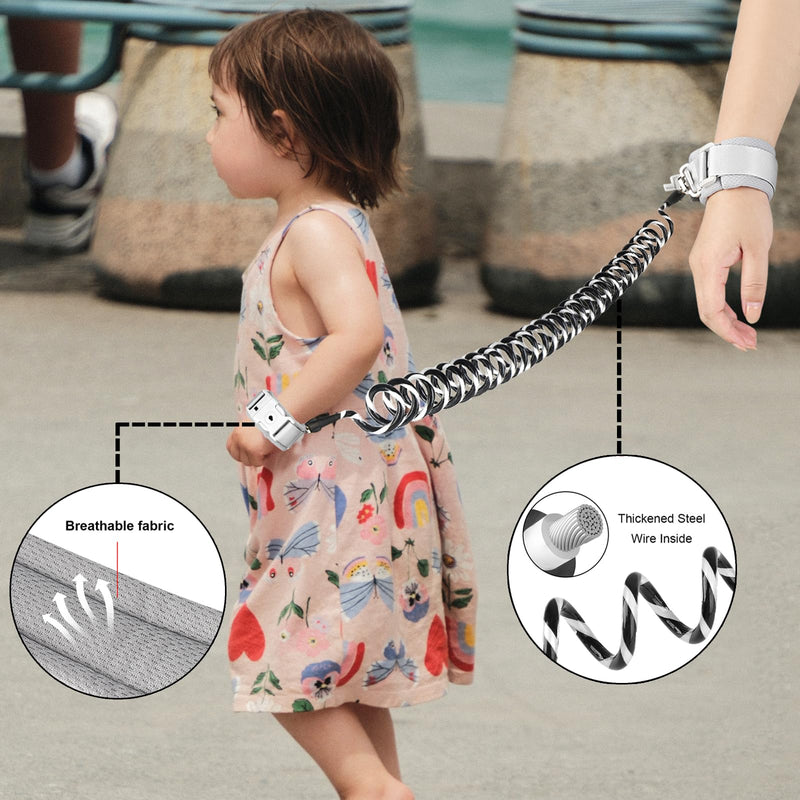 [Australia] - Accmor 2 in 1 Toddler Leash with Magnetic Lock, Kids Anti Lost Wrist Link 2 Packs Keep Twins Close, Reflective Child Walking Harnesses for Baby Boys Girls for Outdoor Black, Black 