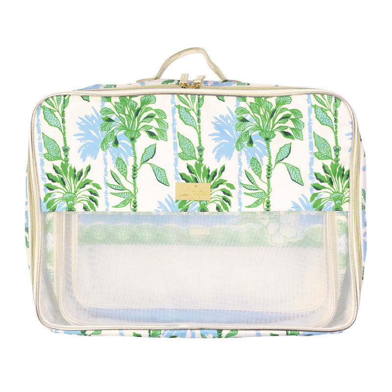 Lilly Pulitzer Packing Cubes Set of 3, Swayin in the Breeze | Resort Ready Polyester & Mesh Suitcase Luggage Organizers in 3 Sizes with Metallic Leatherette Trim & Handles for Travel