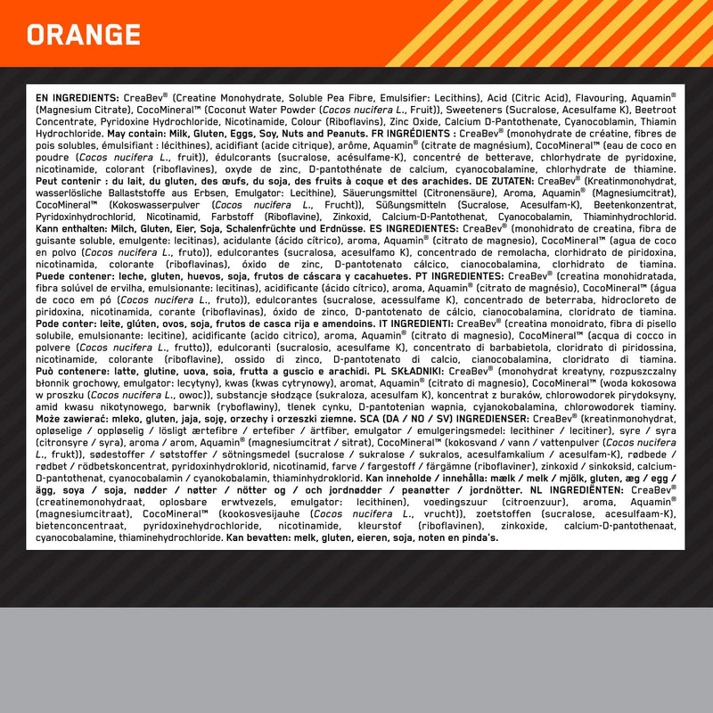Optimum Nutrition Platinum Creatine Plus, Advanced Food Supplement to Increase Power and Performance, with Aquamin Magnesium for Electrolyte Balance, Orange Flavour, 50 Servings, 350 g