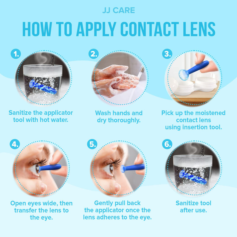 [Australia] - JJ CARE Contact Lens Applicator - Bundle Pack, Contact Lens Remover for Hard Lenses, Eye Contact Plunger for Hard Contacts, Contact Removal Tool for Permeable Gas Lenses w/Mirror & Contact Lens Case 