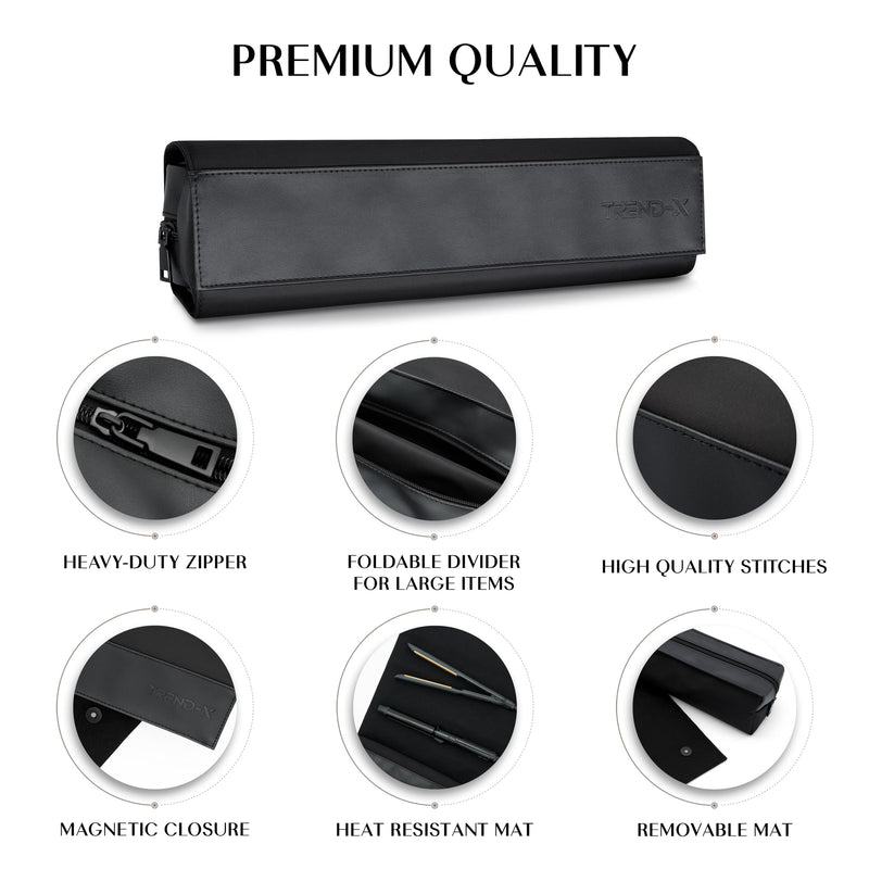 [Australia] - TREND-X Hair Styling Tools Storage with Heat-Resistant Mat – Stylist Organizer for Flat & Curling Irons, Straighteners, Hot Brushes, and Haircare Accessories (Irons Not Included) 