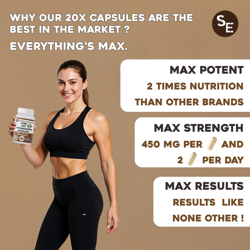 Ashwagandha 450mg Capsules, 90 Vegan Capsules (45 Day Supply), High Strength Ashwagandha Root Extract Supplement, Adaptogenic Herbal Support for Stress, Energy & Daily Wellness, Vegan & Non-GMO