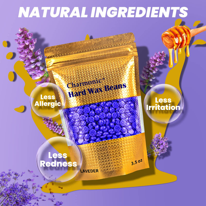 [Australia] - 17.5 Oz Charmonic Hard Body Hair Removal Wax Beads, European Lavender Depilatory Wax for Women and Men (500g/1.1 lb) 