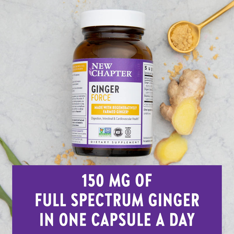 New Chapter Ginger Supplement Force with Supercritical Organic + Non-GMO Ingredients Vegetarian Capsules, 60 Count 60 Count (Pack of 1) Vegetarian Capsule