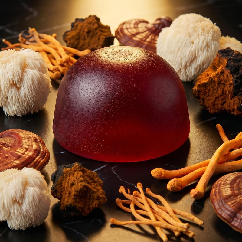 Mushroom Gummies 4000mg – 12 Functional Mushroom Complex with Lions Mane, Cordyceps, Reishi, Chaga, Maitake & Shiitake – Wild Raspberry Flavour – Vegan Food Supplement – 60 Gummies