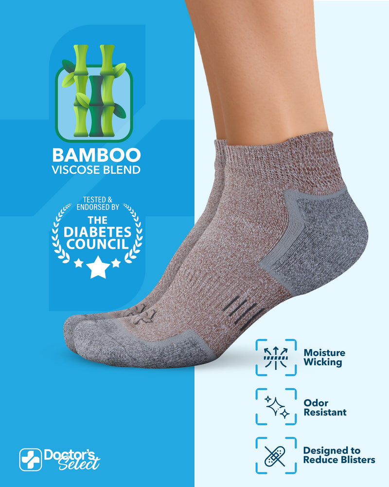 [Australia] - Doctor's Select Bamboo Viscose Ankle Diabetic Socks for Women & Men - 6 Pairs Viscose Bamboo Socks Woman, Low Cut Non Binding Black/Aqua/Blue/Maroon/Light Yellow/Orange - 6 Pairs Large 