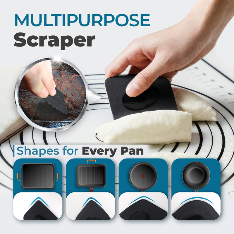 [Australia] - [EXCLUSIVE EDITION] BTLUX Cast Iron Scrubber – 316 Stainless Steel, Triple Ring Chainmail - Perfect Cleaner for Cast Iron Pans, Skillets, Pots, Woks (Black) Black 