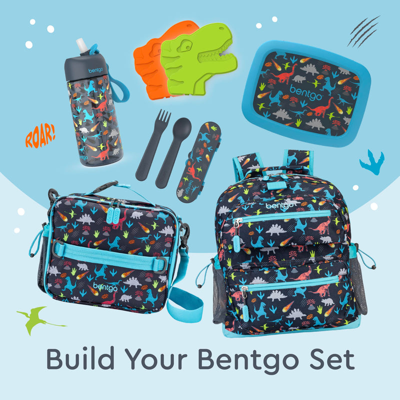 [Australia] - Bentgo® Kids Lunch Bag - Durable, Double-Insulated Lunch Bag for Kids 3+; Holds Lunch Box, Water Bottle, & Snacks; Easy-Clean Water-Resistant Fabric & Multiple Zippered Pockets (Dinosaur) Dinosaur 