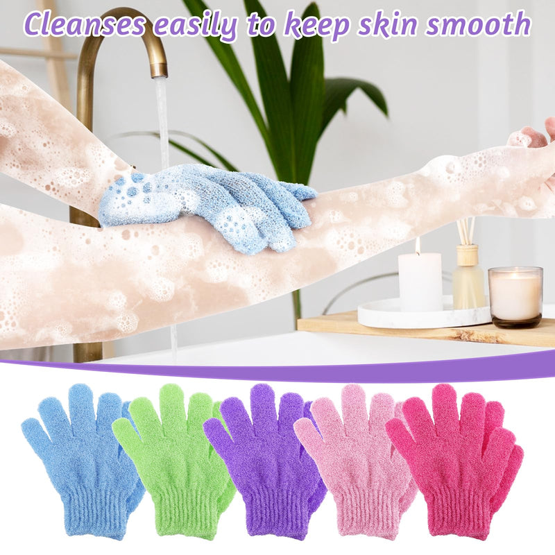 [Australia] - Molain Pack of 10 peeling gloves, peeling gloves, exfoliating gloves, washing gloves, bathing gloves, body shower gloves, peeling body bathing accessories, 5 colors 