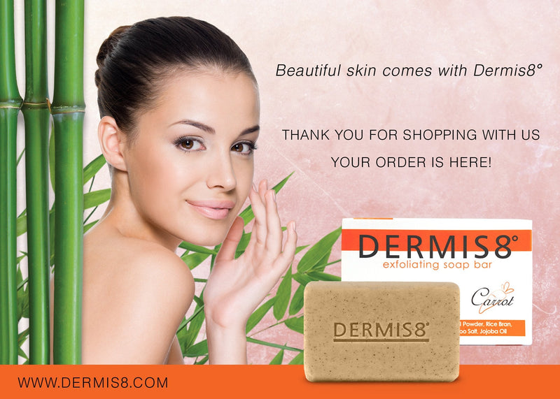 Dermis 8 Exfoliating Beauty Bar Soap with Carrot & Camellia Oil, 200gr 7.05 Ounce (Pack of 1)