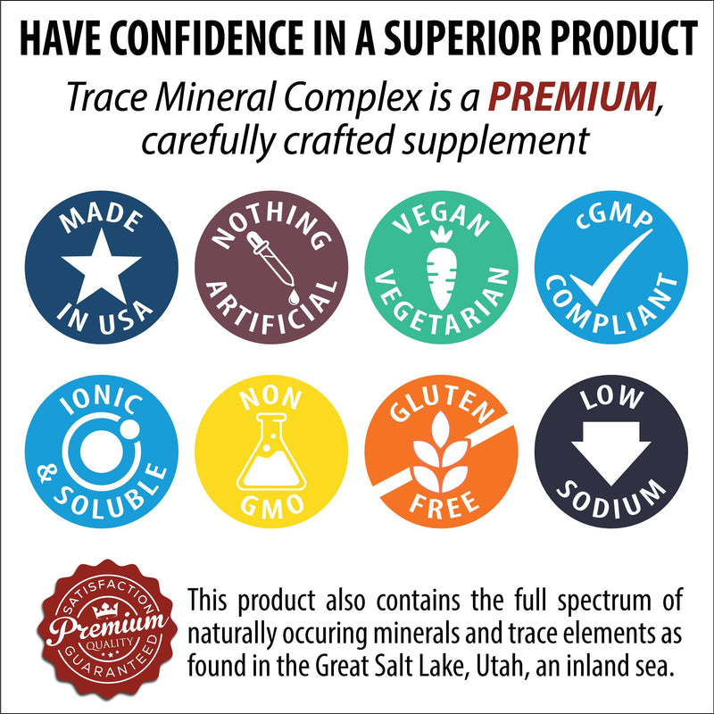 [Australia] - Trace Mineral Complex | Full Spectrum Minerals | Ionic Liquid Mineral Drops for Water | Electrolytes, Hydration Supplement | 2 fl oz Glass Bottle 