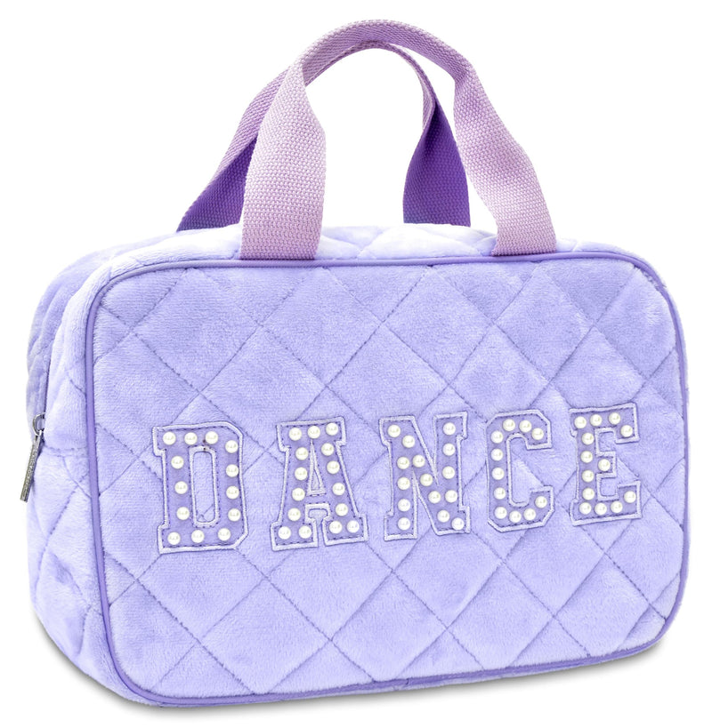 iscream 12.25" x 8.25" Quilted Plush Double Handle Zippered Cosmetic Bag - Dance Pearl