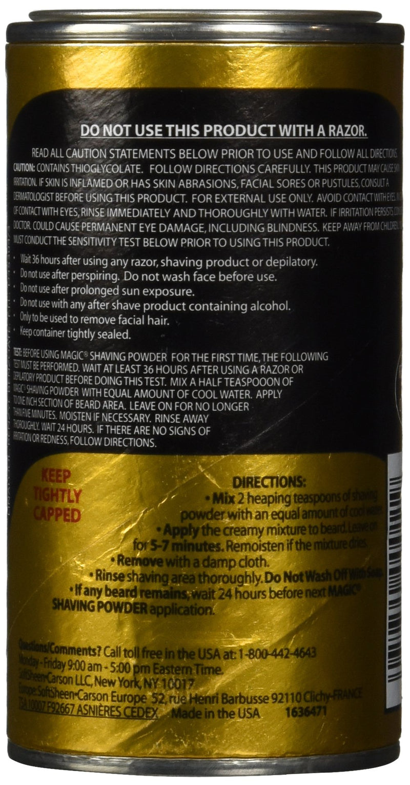 [Australia] - SoftSheen-Carson Magic Razorless Shaving for Men, Magic Shaving Powder with Fragrance, Coarse Textured Beards, Formulated for Black Men, Depilatory, Helps Stop Razor Bumps, Since 1901, 4.5 oz 