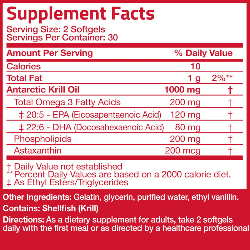 Bronson Antarctic Krill Oil 1000 mg with Omega-3s, 60 Softgels | Heavy Metal Tested, with EPA, DHA, Astaxanthin and Phospholipids, Non-GMO, Gluten Free, Soy Free 60 Count (Pack of 1)