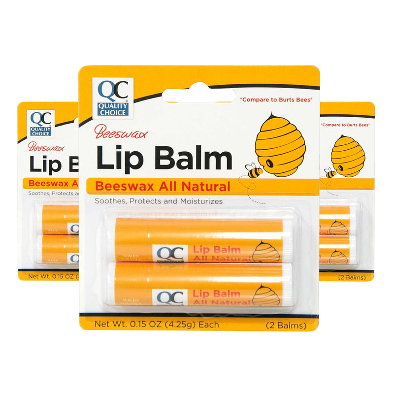 Quality Choice Beeswax Lip Balm – All Natural Formula with Vitamin E & Coconut Oil – Hydrating Lip Care for Dry, Cracked Lips – 2 Tubes (0.15 oz Each), Long-Lasting Moisture 1