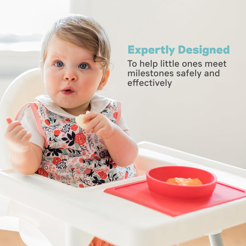 [Australia] - ezpz Mini Bowl for 12 Months+ (Coral) - 100% Silicone Suction Bowl with Built-in Placemat for Toddlers - Comes with a Reusable Travel Bag Coral 