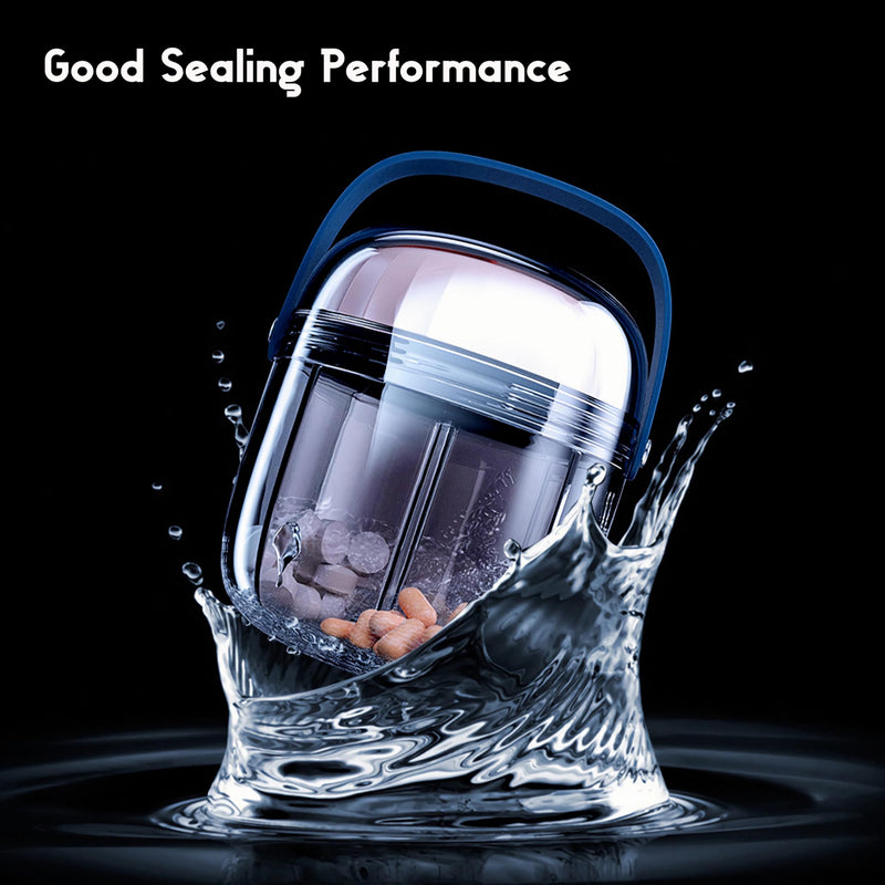 MURRI&MURRDI Pill Organizer with 4 Compartments, Travel Pill Box Small Portable Medicine Bottle, Anti-Mixing & Wide Opening, Compact Pill Container Holder for Vitamin Fish Oil Medication (F Green) F Green 4 Cells