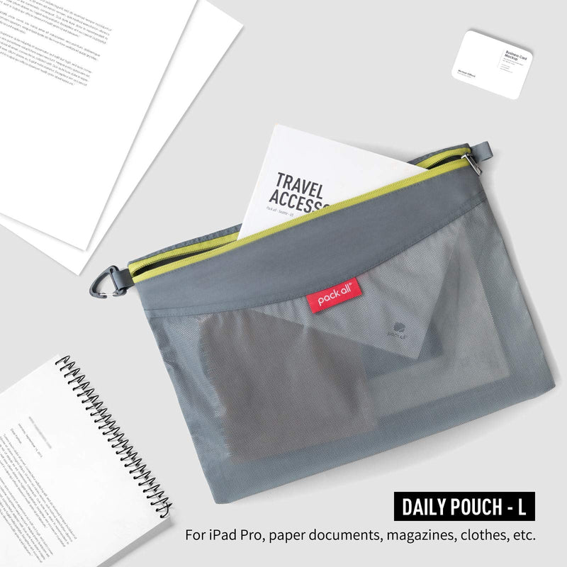 pack all Grey Bundle | Water Resistant 2 Pcs Shoe Bag & 3 Pcs Zipper Pouch Set for Travel, Home, Outdoor