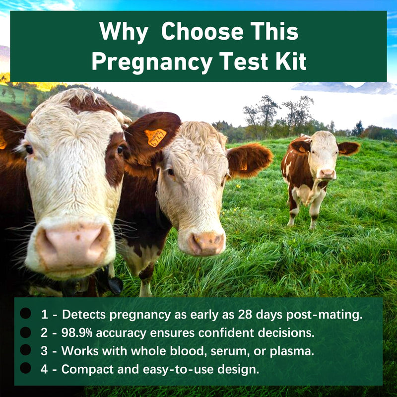 Bovine Pregnancy Test Kit - Includes 5 Tests, Rapid Results in 5-20 Minutes for Dairy & Beef Cows, Whole Blood, Serum & Plasma-Based Tests
