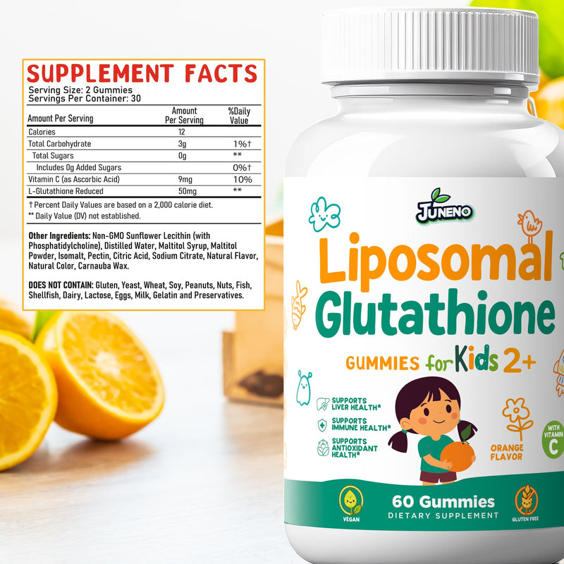 Liposomal Glutathione Gummies for Kids - Vitamin C Supplement for Healthy Immune Support Antioxidants & Detox - Sugar Free Vegan Non GMO 60 Count (Pack of 2)