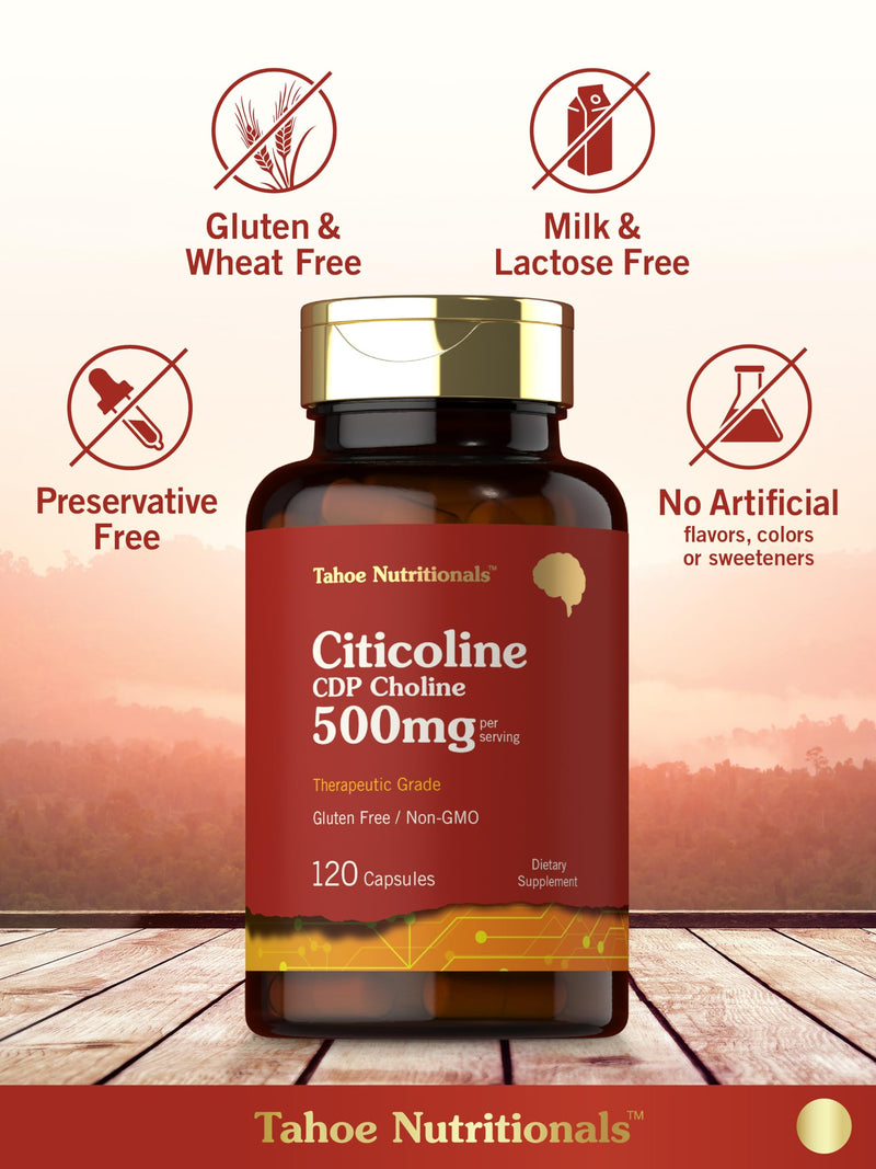 [Australia] - Citicoline 500mg | 120 Capsules | CDP Choline Supplements | Therapeutic Grade | Gluten Free, Non-GMO 