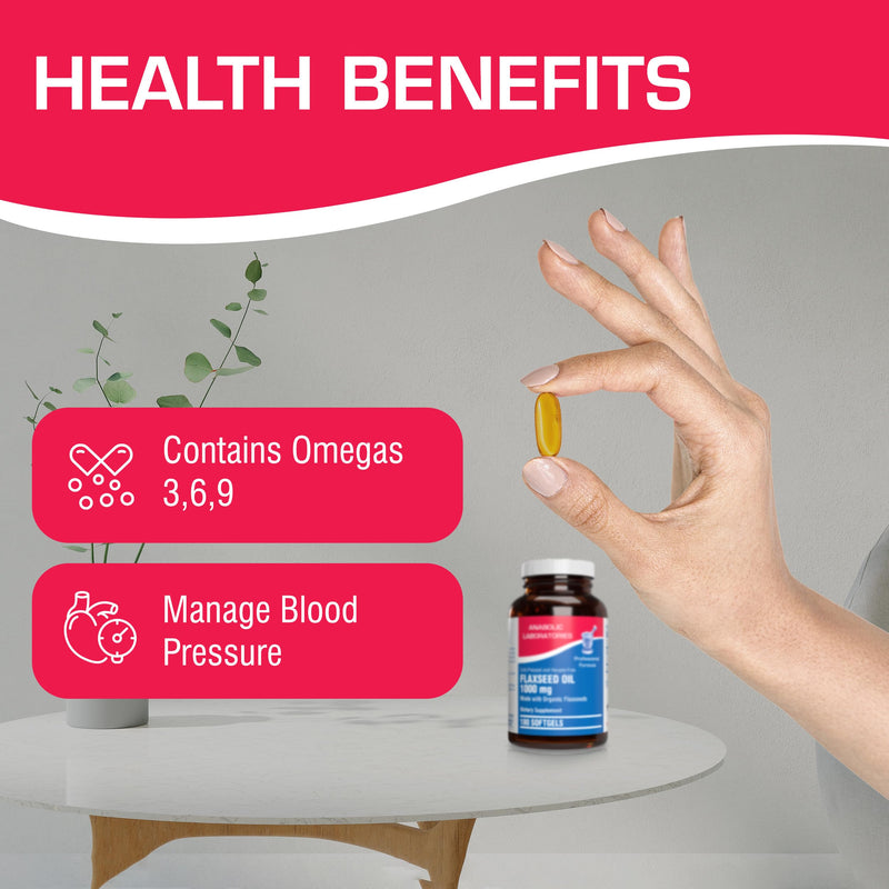 [Australia] - Anabolic Laboratories Flaxseed Oil Softgels 1000mg - 180 Softgels for Skin, Digestive, Heart, and Nerve Health - Contains Flax Seed Oil, ALA, Linoleic Acid, and Oleic Acid - Omega 3 6 9 