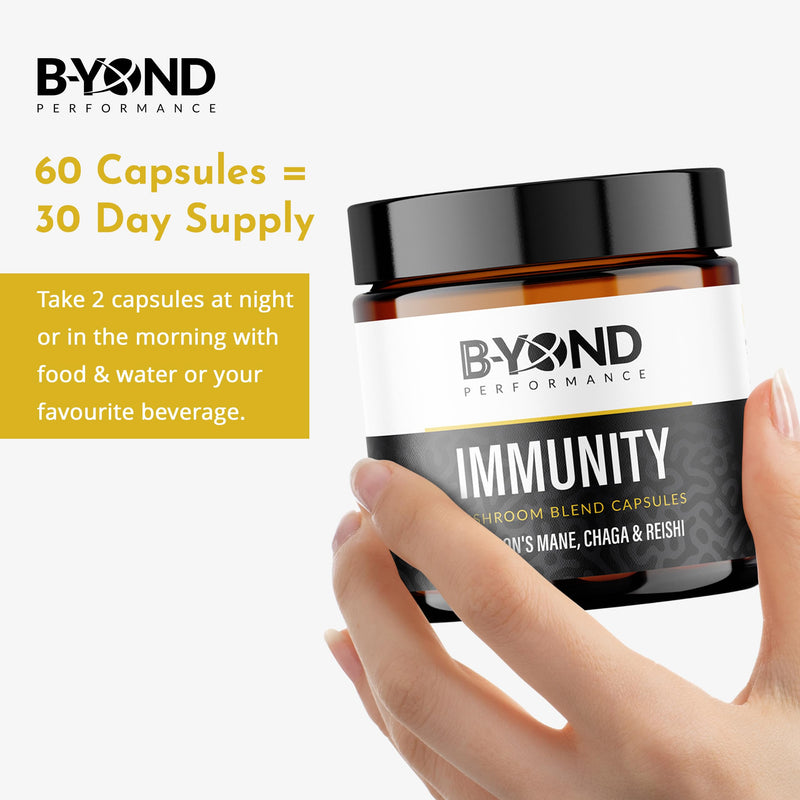 Mushroom Complex Supplements for Immune Support - Premium Lion’s Mane Mushroom Supplement Capsules with Chaga, Maitake & Reishi Mushroom - Supplement for Women & Men by B-Yond Performance, 60 Capsules