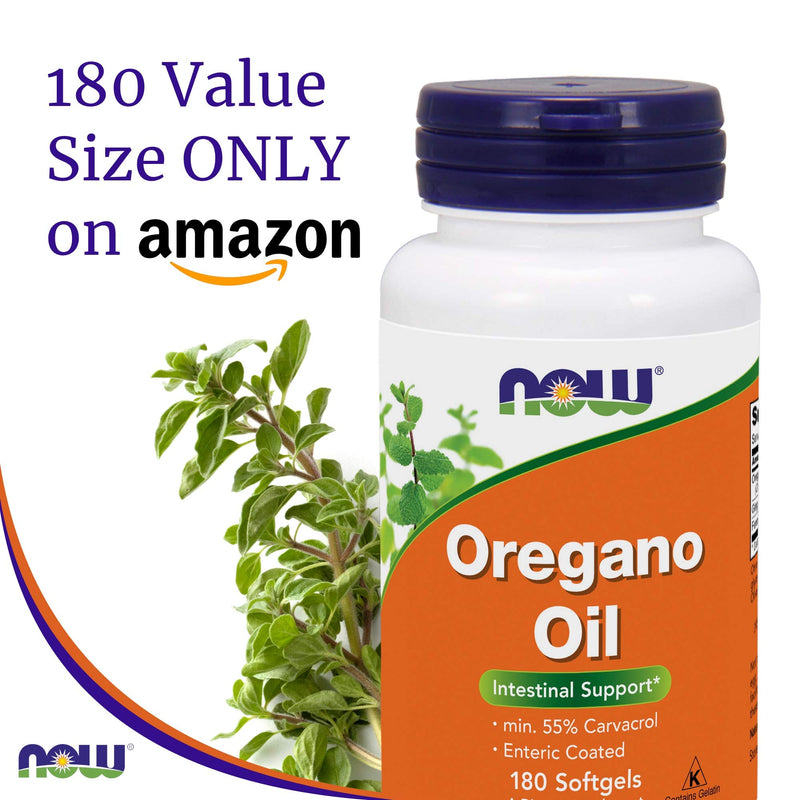 [Australia] - Now Foods Oregano Oil (Minimum 55% Carvacrol) – 181mg, 180 Softgels – High Potency Digestive Support Supplement, Promotes Gut Health, Natural Antibiotic - Kosher - 180 Servings 