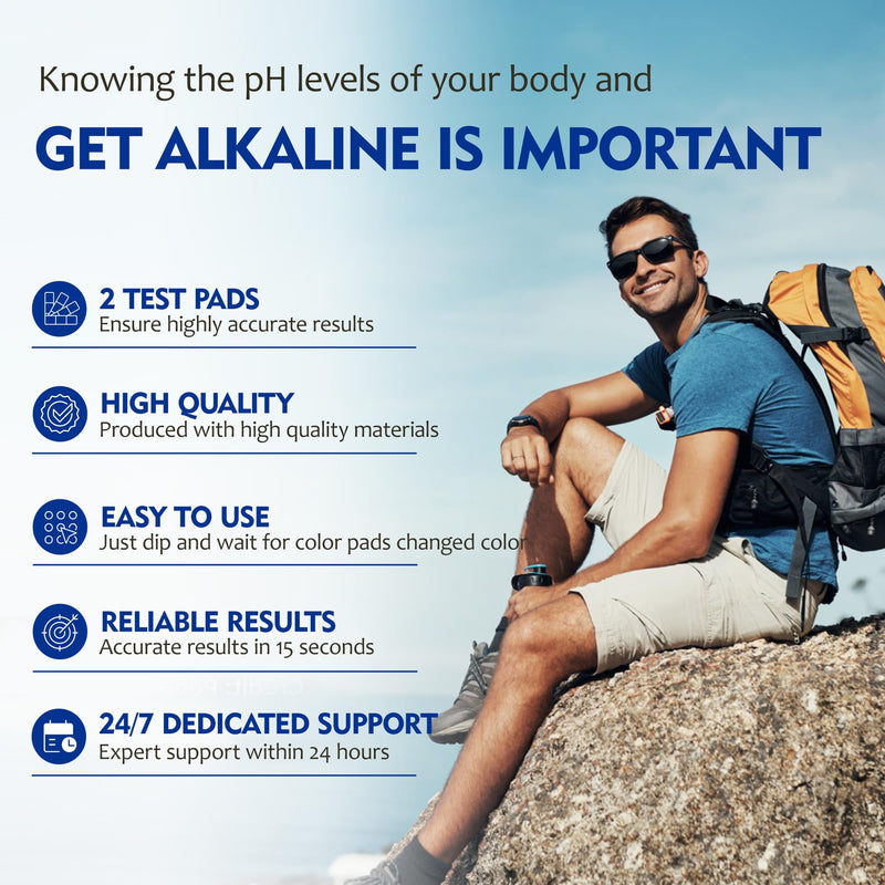 pH Test Strips for Saliva & Urine, Monitor Your pH Level from 4.5-9.0 | 125 Urine Test Strips for Tracking Alkaline & Acid Levels in Body